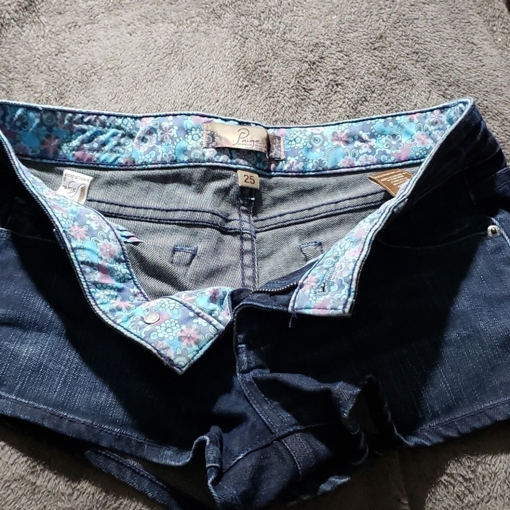 Paige Jean Shorts, Sz 25, Dark Wash - Picture 6 of 8